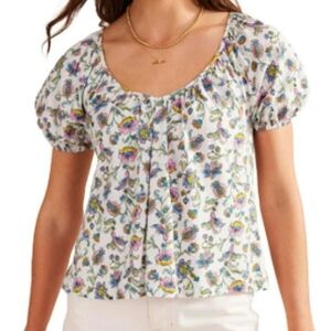 Boden Multicolor Floral Ivory Plum Blossom Top Size 2